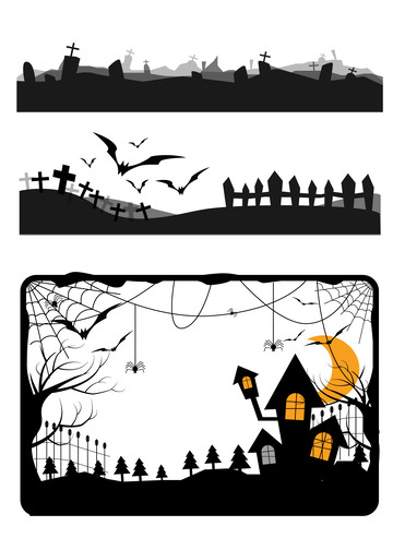 万圣节狂欢夜恐怖阴森幽灵背景装饰边框