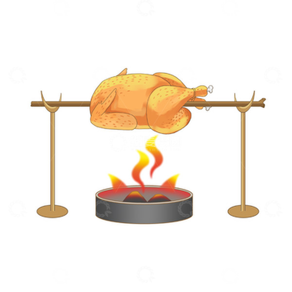 源文件下载【趣麦麦图】橙色手绘感恩节考火鸡烧烤火焰