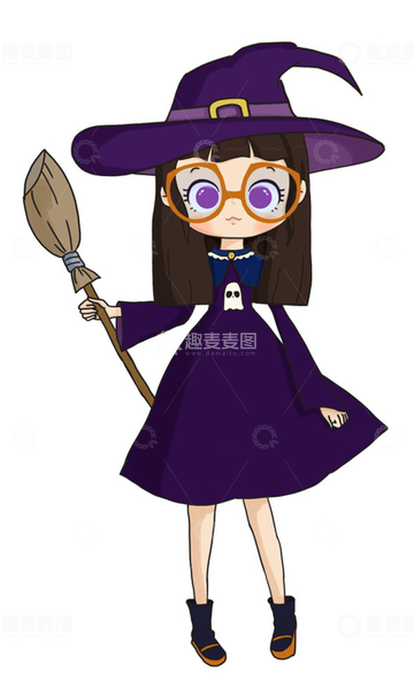 源文件下载【趣麦麦图】可爱万圣节女巫