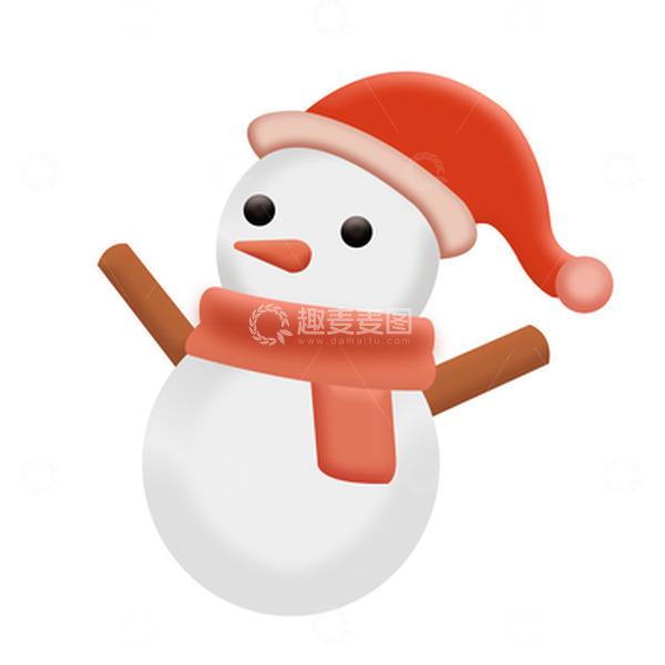 源文件下载【趣麦麦图】红色可爱圣诞雪人手绘卡通免扣