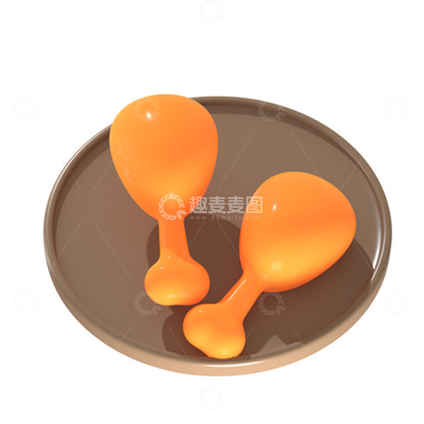 源文件下载【趣麦麦图】感恩节美味3D一盘鸡腿肉食品