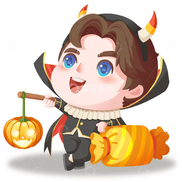 源文件下载【趣麦麦图】黑暗卡通不给糖果就捣蛋万圣节手绘图