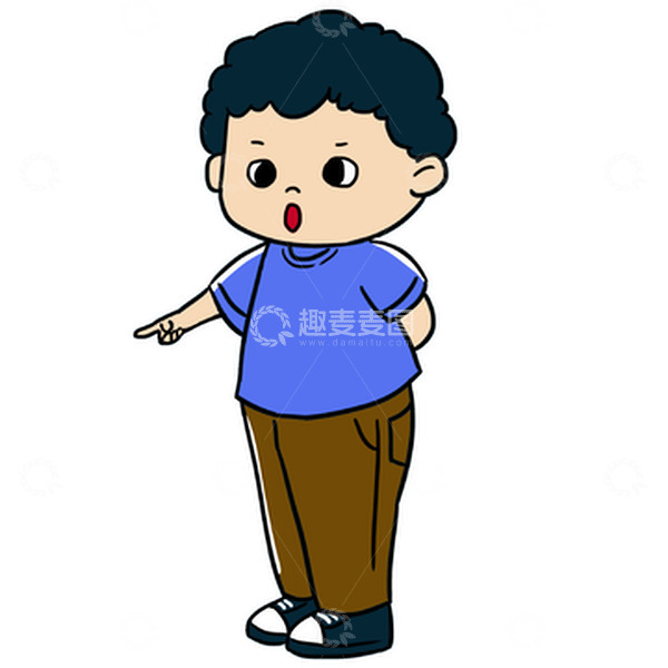 源文件下载【趣麦麦图】卡通学生男孩子指东西手绘图