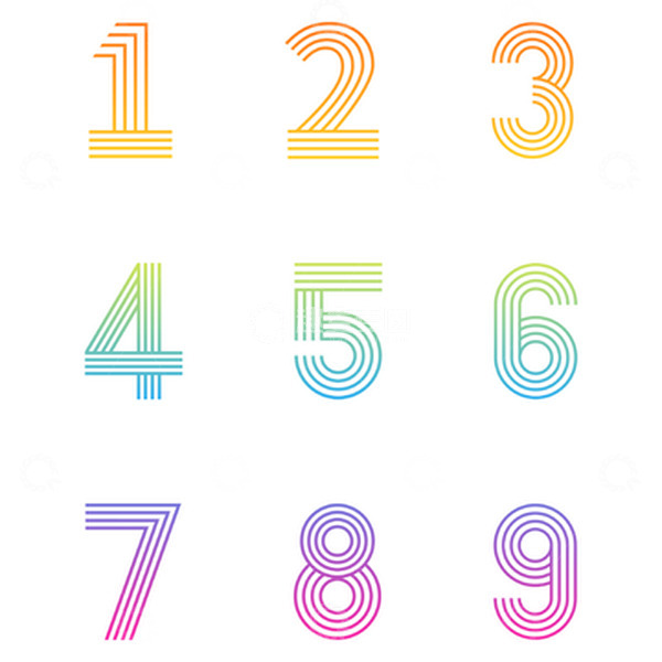 源文件下载【趣麦麦图】镂空1-9倒计时矢量线条数字元素