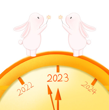 手绘2023年元旦跨年时钟
