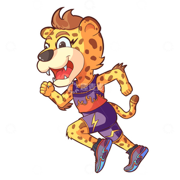 源文件下载【趣麦麦图】黄色卡通疾风豹子哥运动手绘图