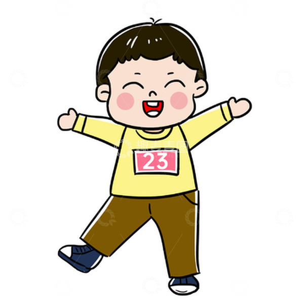 源文件下载【趣麦麦图】卡通小男孩运动会比赛高兴手绘图