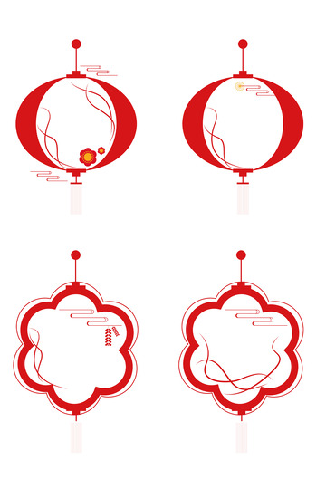 中国风2023灯笼喜庆挂件边框
