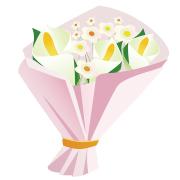 康乃锡花束感恩节花束植物PNG扁平风