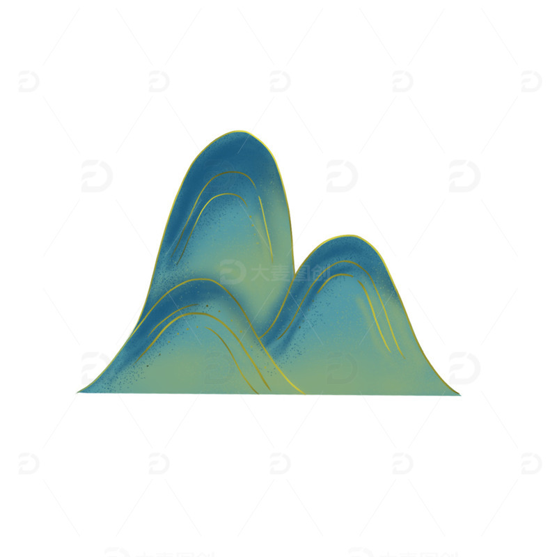 源文件下载【趣麦麦图】-国潮风金色山
