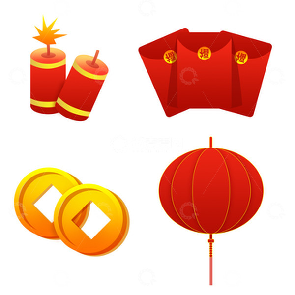 源文件下载【趣麦麦图】红色喜庆新年元旦节手绘矢量装饰元素