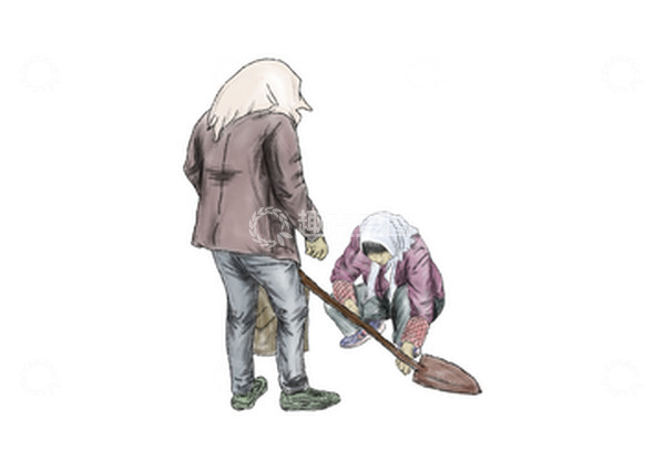 源文件下载【趣麦麦图】红棕色手绘种地人物农业素材