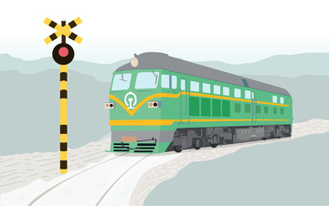 绿皮火车手绘矢量元素