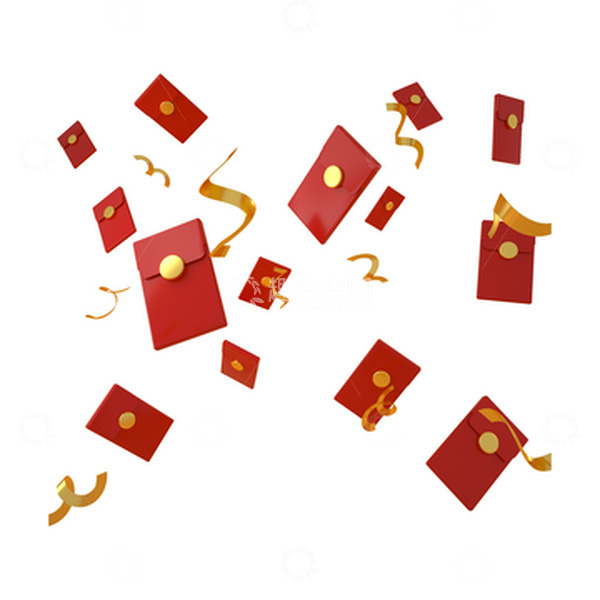 源文件下载【趣麦麦图】3D立体双十一漂浮元素红包金丝带