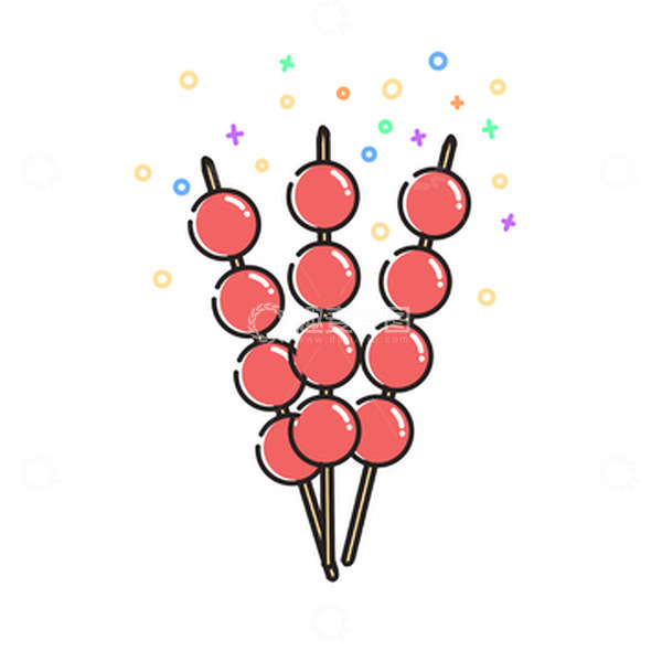 源文件下载【趣麦麦图】mbe风格卡通手绘可爱元旦春节糖葫芦