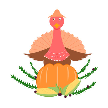 感恩节火鸡套餐手绘图