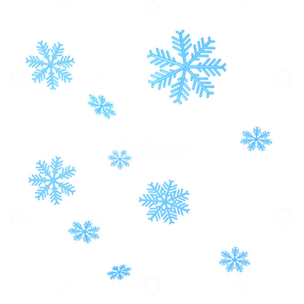源文件下载【趣麦麦图】-蓝色3D雪花飘落下雪装饰元素