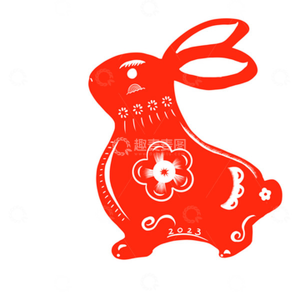 源文件下载【趣麦麦图】红色兔年生肖剪纸兔子效果元素