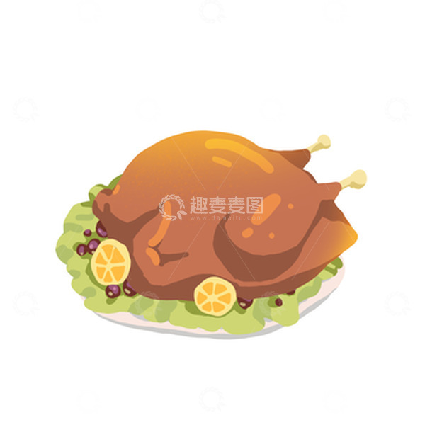 源文件下载【趣麦麦图】手绘卡通烤鸡插画元素
