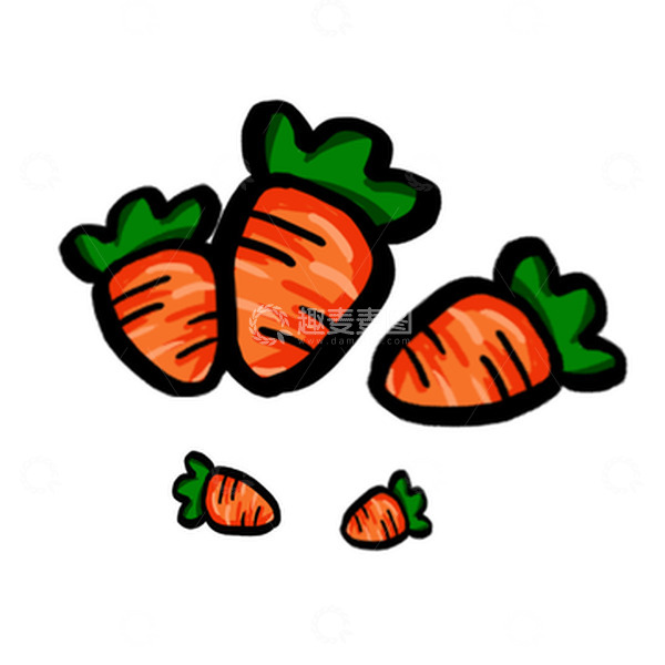 源文件下载【趣麦麦图】-橙色手绘蔬菜插画胡萝卜