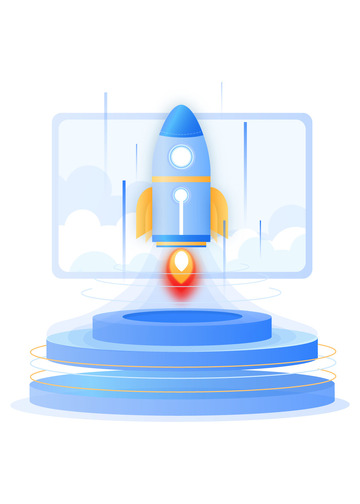 蓝色科技互联网火箭飞船发射底座装饰