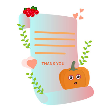 可爱卡通粉色渐变感恩节信笺