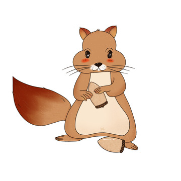 秋季收获松鼠捡果子榛子橡果可爱扁平风动物