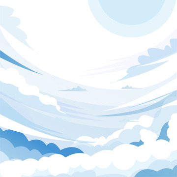 卡通可爱漫画白云天空装饰背景插画