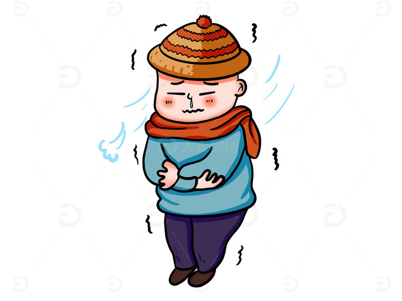 源文件下载【趣麦麦图】-冬天人物在寒冷风中发抖插画元素