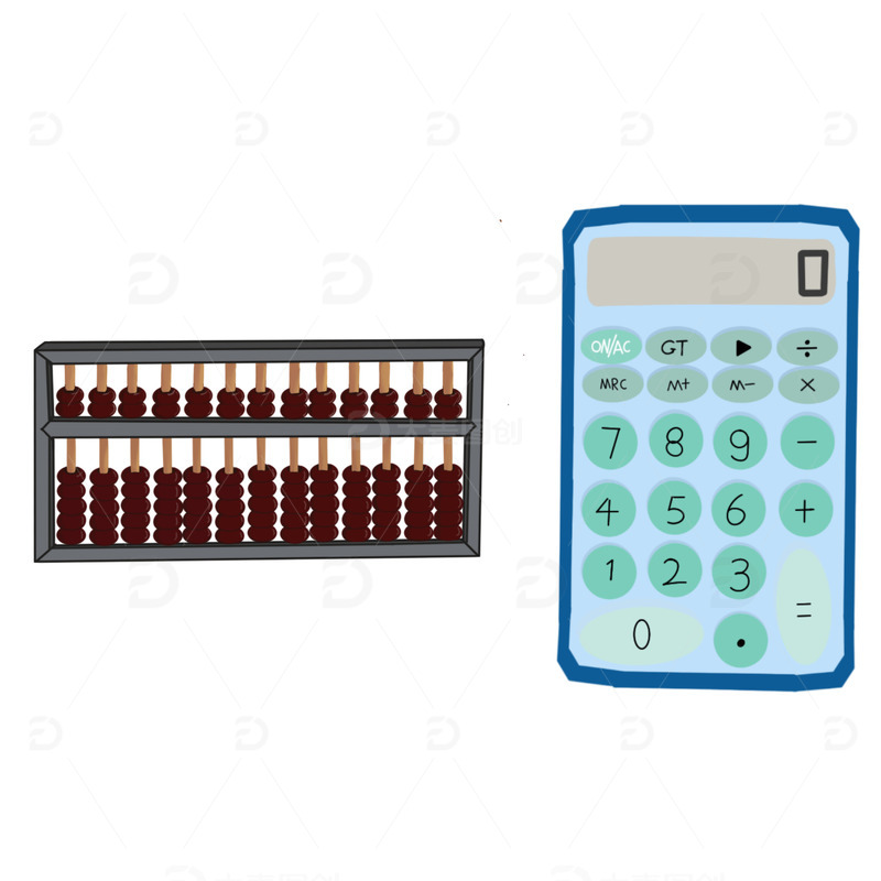 源文件下载【趣麦麦图】算盘和蓝色计算器