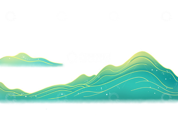 源文件下载【趣麦麦图】-新国风渐变青绿色山脉