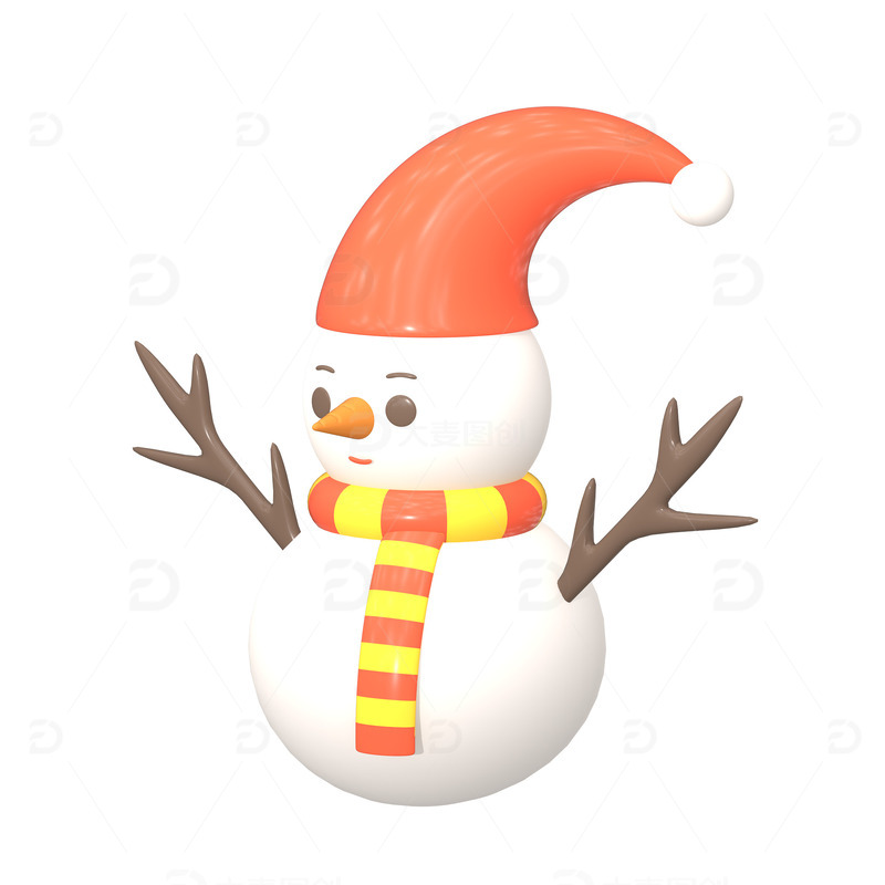 源文件下载【趣麦麦图】冬天堆雪人3D立体可爱装饰