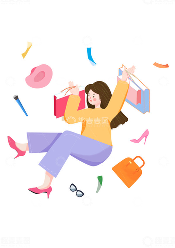 源文件下载【趣麦麦图】小清新狂欢购物节双十一手绘人物