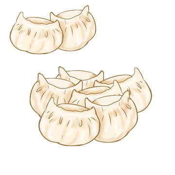 手绘饺子素材 两个组合