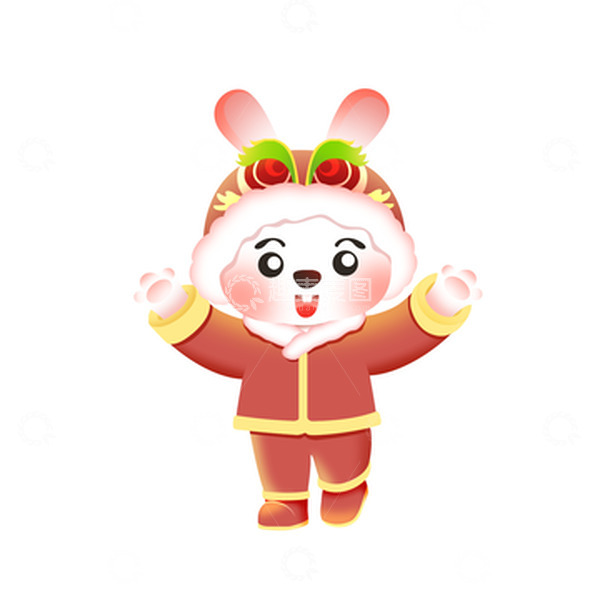 源文件下载【趣麦麦图】简约手绘喜庆兔子生肖新年元素