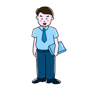 工作的爸爸男职员手绘图