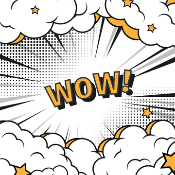 卡通动漫白云爆炸波点发射装饰