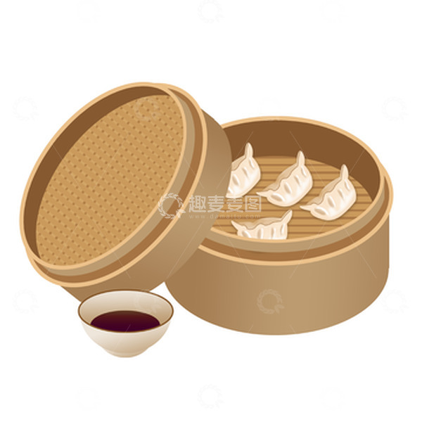 源文件下载【趣麦麦图】褐色手绘蒸笼蒸饺饺子