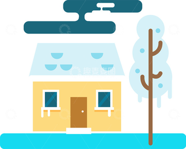 源文件下载【趣麦麦图】蓝色小清新立冬季节元素