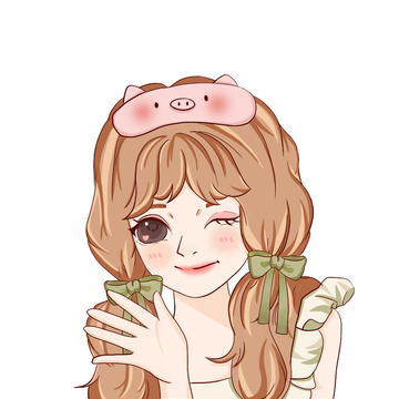 绿色鸭风森系网红女生头像手绘图