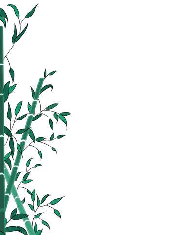 绿色笔直竹子手绘装饰图片