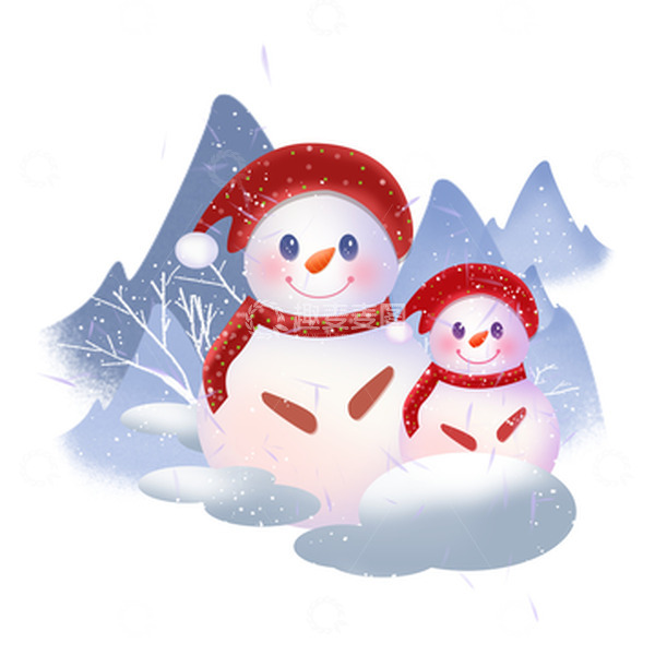 源文件下载【趣麦麦图】元旦节立冬手绘可爱戴帽子的雪人元素