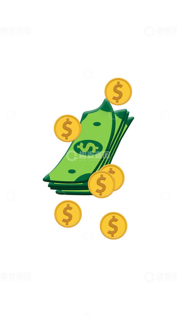 源文件下载【趣麦麦图】金币，绿色，黄色，钱，货币，礼物
