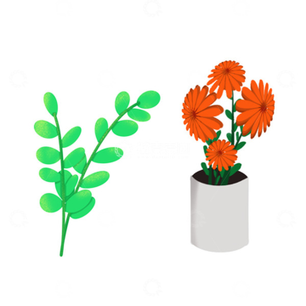 源文件下载【趣麦麦图】橘色的小菊花和阳光下绿叶