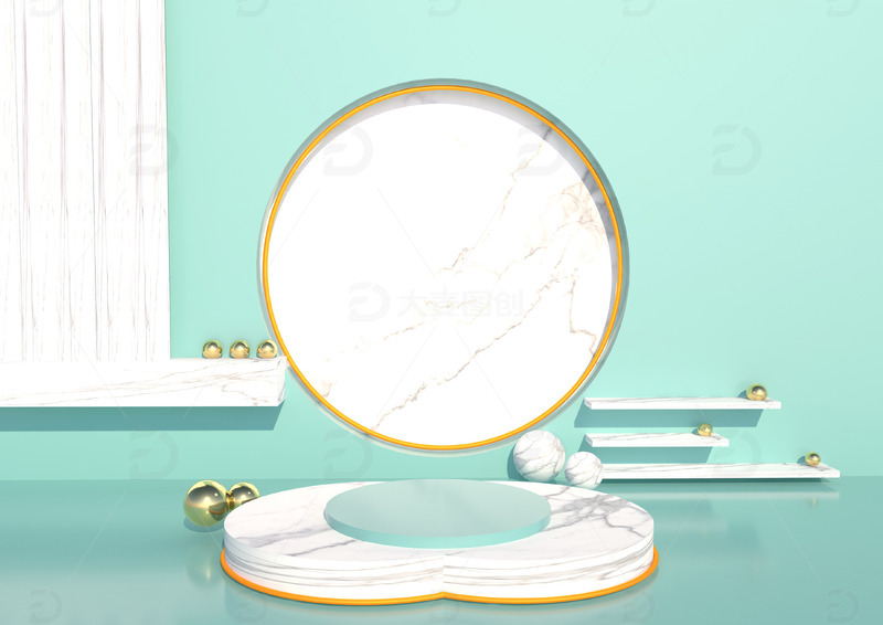 绿色 小清新 建模 电商 背景 C4D