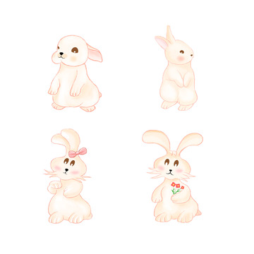 粉嫩可爱卡通小兔子兔年生肖手绘图