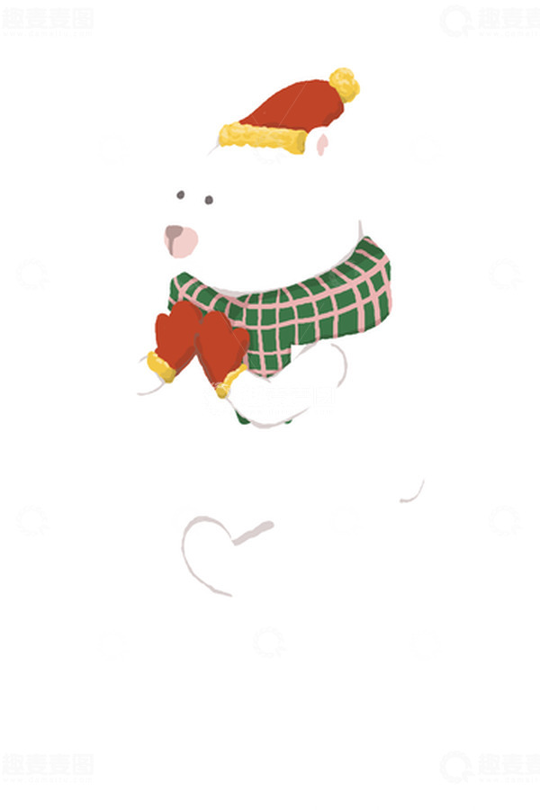 源文件下载【趣麦麦图】白色手绘北极圣诞熊立冬元素