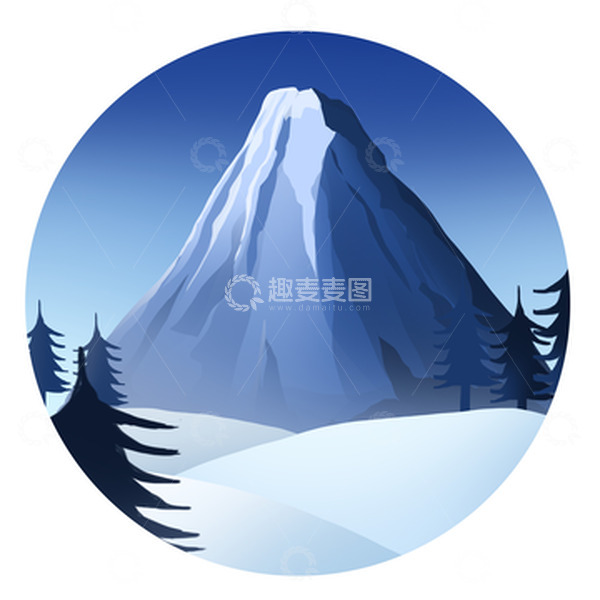 源文件下载【趣麦麦图】-蓝色渐变雪山图标