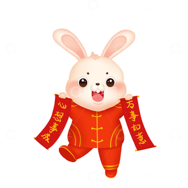 源文件下载【趣麦麦图】红色手绘喜庆兔年元旦春节兔子