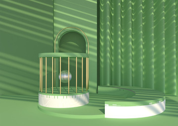 绿色森系电商展台C4D建模